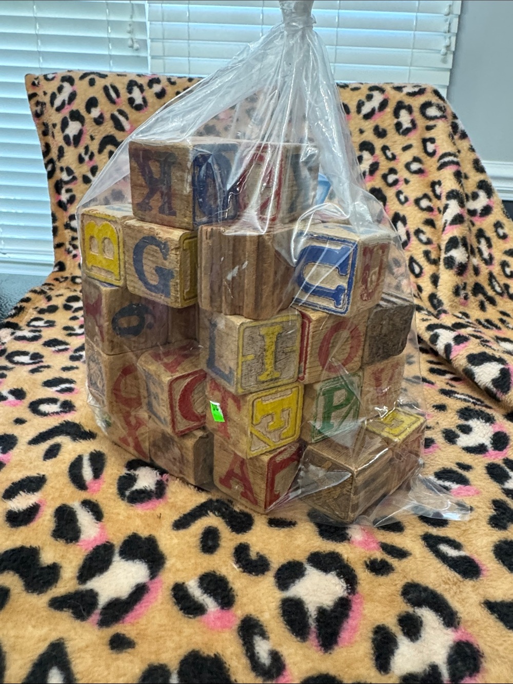 Vintage Wooden Alphabet Blocks - Red Blue Yellow Green